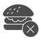 Prohibition of fast food line and solid icon. No greasy burger and healthy lifestyle symbol, outline style pictogram on