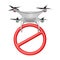 Prohibition flights drone on white background. Isolated 3D illustration