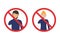 Prohibition icons do not touch your eyes with man and woman in a flat design. Tips for not picking up a virus