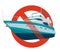 Prohibition of motor boat. Strict ban on construction of motor boat, forbid. Stop speedboat.