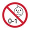 Prohibition no baby for 0-1 sign. Not suitable for children under 1 years vector icon