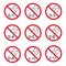 Prohibition no baby for set 0-1 etc sign. Not suitable for children under 1,2.. years vector icon