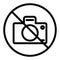 Prohibition no photo line icon. No photograph sign vector illustration isolated on white. Forbidden camera outline style