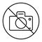 Prohibition no photo thin line icon. No photograph sign vector illustration isolated on white. Forbidden camera outline