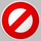 Prohibition, restriction. Red strike-through road signs. Red do