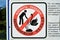 The prohibition sign Categorical it is impossible to feed swans. Zelenogradsk, Kaliningrad region. Russian text