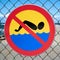 Prohibition sign at the dilapidated pier near Niechorze