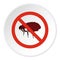 Prohibition sign fleas icon, flat style