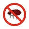 Prohibition sign fleas icon, flat style