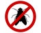 Prohibition sign for flies on white