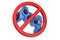 Prohibition sign with gamepad. 3D rendering