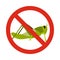 Prohibition sign grasshoppers icon, flat style