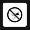 Prohibition sign mosquitoes icon, simple style