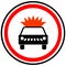 Prohibition sign `The movement of vehicles with explosive and flammable cargo is prohibited.` Russia