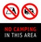 Prohibition sign No Camping, No Parking