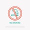 Prohibition sign: no smoking thin line icon