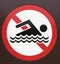Prohibition sign, no swimming, South Africa
