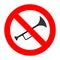 Prohibition sign playing musical instruments, sign prohibiting noise