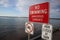 Prohibition sign swimming. No swimming allowed sign. Please don`t swim on the lake warning sign. Red indication informing to not s