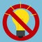 Prohibition sign of use of incandescent light bulbs