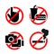 Prohibition sign vector collection. No touch, no food or drink, no take photo and video record and no smoking, simple design.