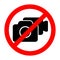 Prohibition sign vector. No take photo or video record, a camera and a video camera silhouette illustration, simple design.
