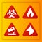 Prohibition signs industry production vector yellow red warning danger symbol forbidden safety information and