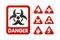 Prohibition signs set industry production vector yellow red warning danger symbol forbidden safety information and