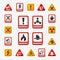 Prohibition signs set industry production vector yellow red warning danger symbol forbidden safety information