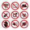 Prohibition Signs and Various warning sign icon Symbol Sign Isolate on White Background