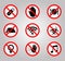 Prohibition Signs and Various warning sign icon Symbol Sign Isolate on White Background,Vector Illustration