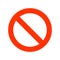 Prohibition symbol. Prohibition Sign. Prohibition icon isolated on white background.