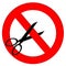 Prohibition symbol with scissors illustration icon