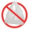 Prohibition vector sign against plastic bags poster isolated on white. Disposable plastic, cellophane, polyethylene