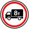 Prohibitory sign `No trucks allowed.` Russia