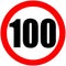 Prohibitory traffic Speed limit sign 100 km/h, Logo element illustration. symbol