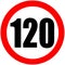 Prohibitory traffic Speed limit sign 120 km/h, Logo element illustration. symbol