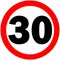 Prohibitory traffic Speed limit sign 30 km/h, Logo element illustration. symbol
