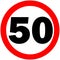 Prohibitory traffic Speed limit sign 50 km/h, Logo element illustration. symbol