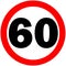 Prohibitory traffic Speed limit sign 60 km/h, Logo element illustration. symbol