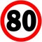 Prohibitory traffic Speed limit sign 80 km/h, Logo element illustration. symbol