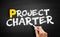 Project Charter text on blackboard