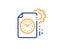 Project deadline line icon. Time management sign. File with gear. Vector