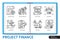 Project finance infographics linear icons collection