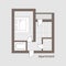 Project of house. Ground floor. Black and White, Brown architectural plan of a house. Layout in top view of the apartment. Graphic