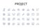 Project line icons collection. Venture, Initiative, Endeavor, Undertaking, Scheme, Assignment, Task vector and linear