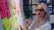 Project management agile methodology, concept. A young blonde woman in glasses