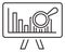 Project management magnifying glass, scoreboard, charts, data analysis vector icon illustration