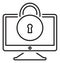 Project management monitor, lock, cyber security vector icon illustration