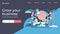 Project management tiny persons vector illustration landing page template.